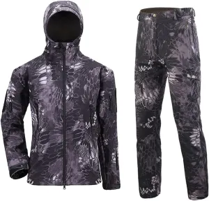 Lilychan Men’s Military Soft Shell Tactical Jacket and Pants Set Waterproof Snowboard Jacket Winter Snowsuit