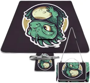 Little Green Dragon's Egg Picnic Blanket Outdoor, Oversized Beach Blanket, Foldable Lightweight Waterproof Sand Cushion Suitable for Beaches, Camping Grasslands Mat
