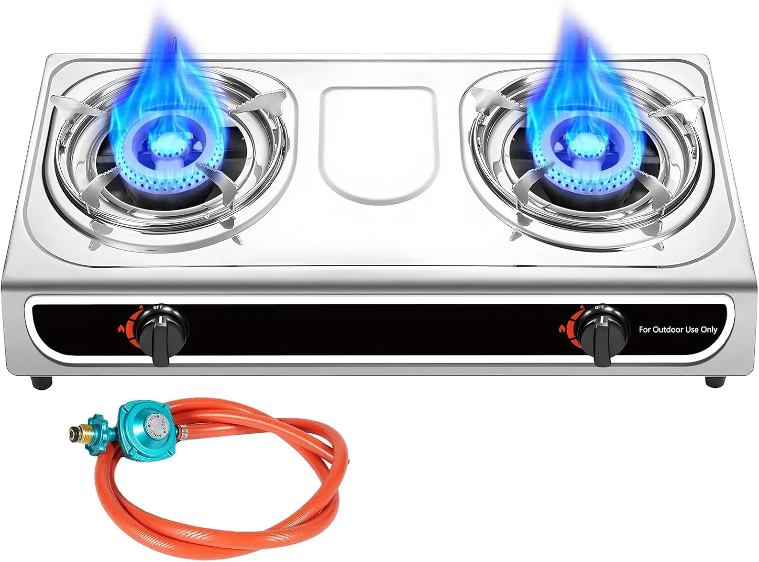 Llamaviva Propane Stove 2 Burner Stove 23000 BTU Gas Stove Auto Ignition Porable Propane Stove with Gas Hose,Stainless Steel panel Stove for Camping Outdoor propane griddle