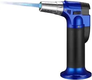 Lockable fire Windproof refillable Adjustable Torch Size Lighter, Suitable for Outdoor Travel Camping (Butane not Included)(Blue)