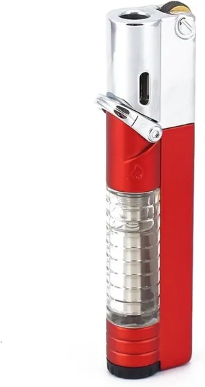 Lockable Flame Windproof Lighter, Butane Fuel Jet Torch, Visible Gas Jet Torch Lighter, Gift for Friends and Family (Butane not Included)(Red)