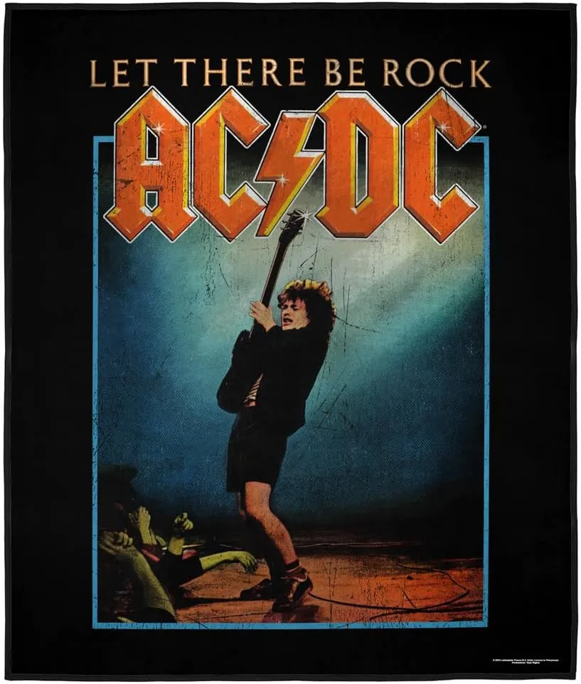 LOGOVISION ACDC Picnic Outdoor Blanket, 50"x60" Let There Be Rock, Foldable Blanket for Picnic, Beach, Camping, Park, Tailgate