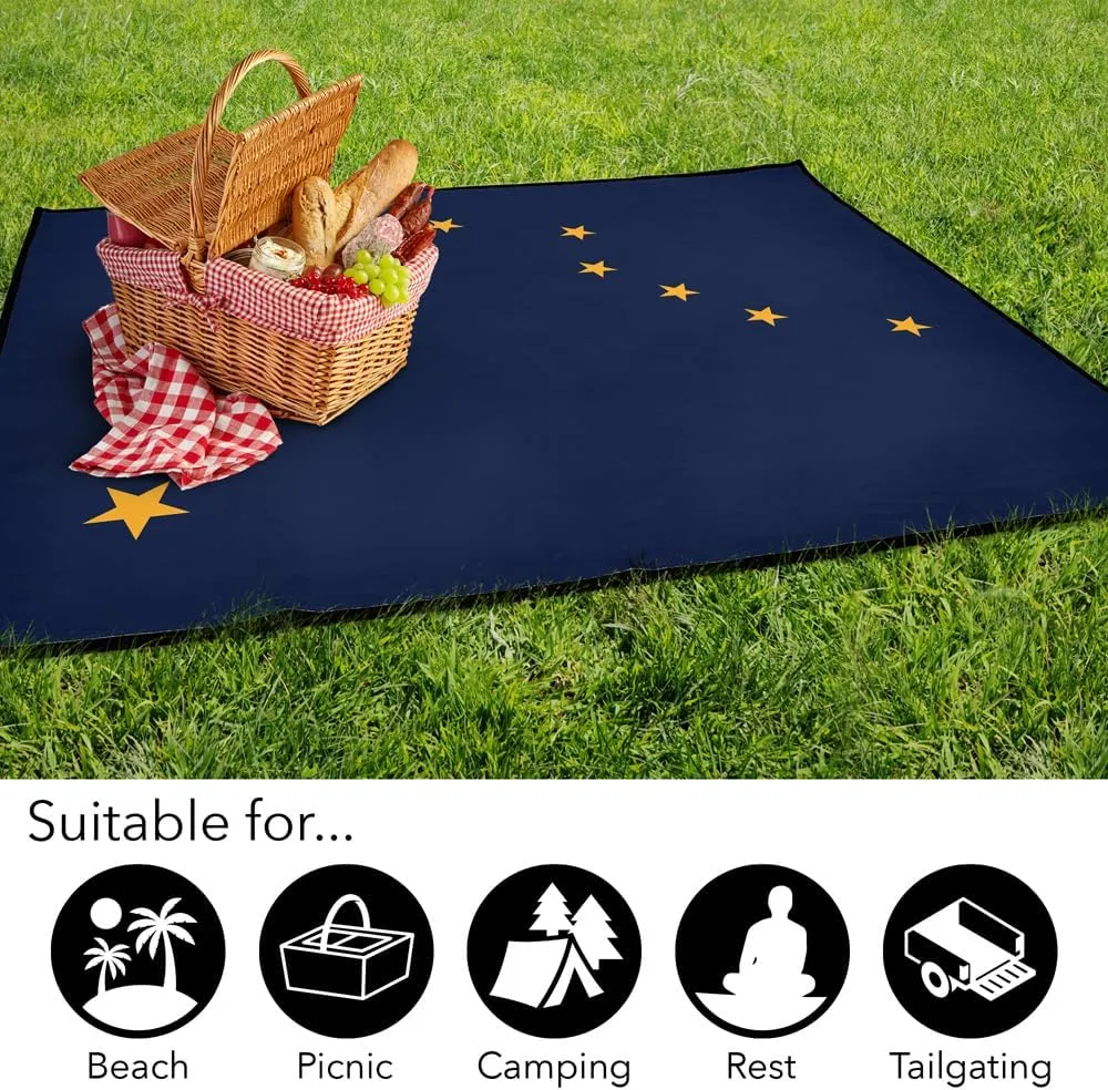 LOGOVISION Alaska Flag Picnic Outdoor Blanket, 50"x60" Foldable Blanket for Picnic, Beach, Camping, Park, Tailgate