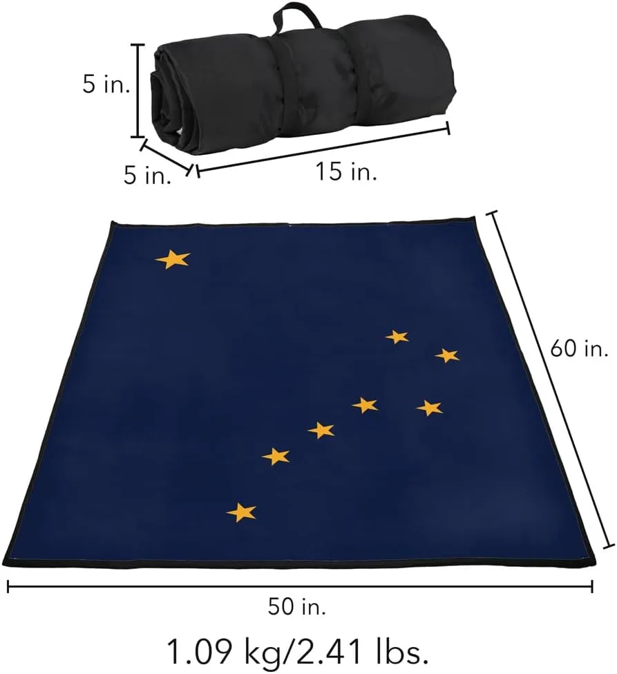 LOGOVISION Alaska Flag Picnic Outdoor Blanket, 50"x60" Foldable Blanket for Picnic, Beach, Camping, Park, Tailgate