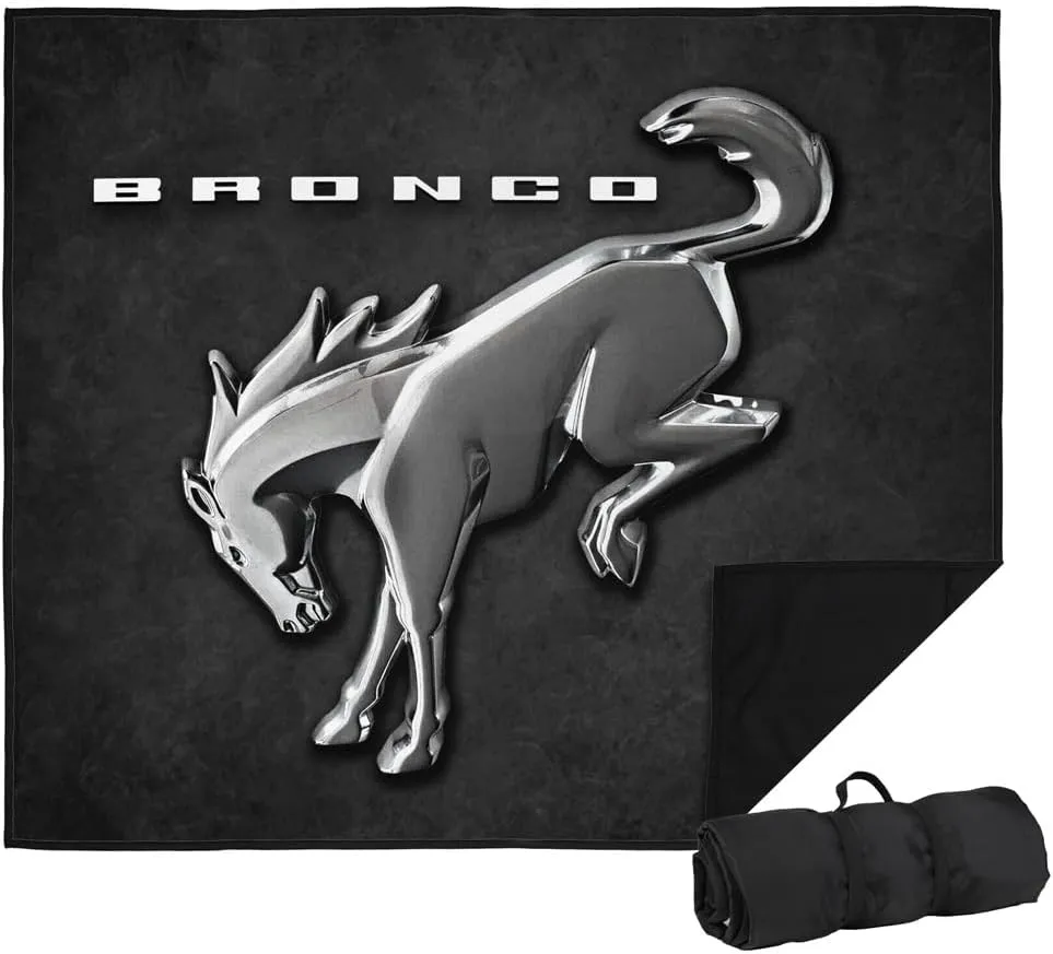 LOGOVISION Ford Picnic Outdoor Blanket, 50"x60" New Bronco Headlights, Foldable Blanket for Picnic, Beach, Camping, Park, Tailgate