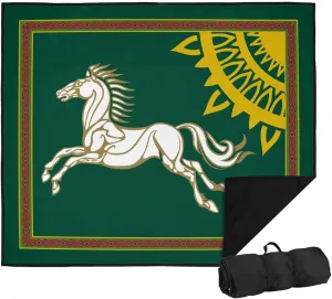 LOGOVISION Lord of The Rings Picnic Outdoor Blanket, 50"x60" Rohan Banner, Foldable Blanket for Picnic, Beach, Camping, Park, Tailgate