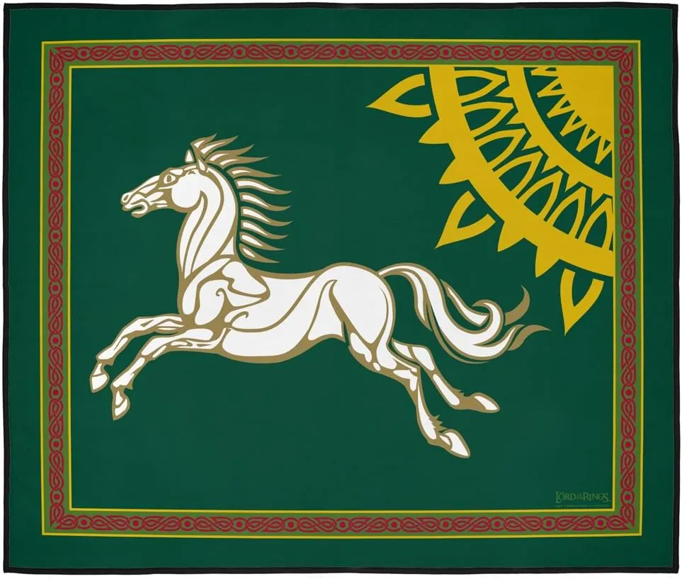 LOGOVISION Lord of The Rings Picnic Outdoor Blanket, 50"x60" Rohan Banner, Foldable Blanket for Picnic, Beach, Camping, Park, Tailgate