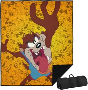 LOGOVISION Space Jam 2 Picnic Outdoor Blanket, 50"x60" Taz Jumping, Foldable Blanket for Picnic, Beach, Camping, Park, Tailgate