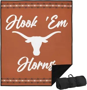 LOGOVISION University of Texas Picnic Outdoor Blanket, 50"x60" Barbed Stripes, Foldable Blanket for Picnic, Beach, Camping, Park, Tailgate