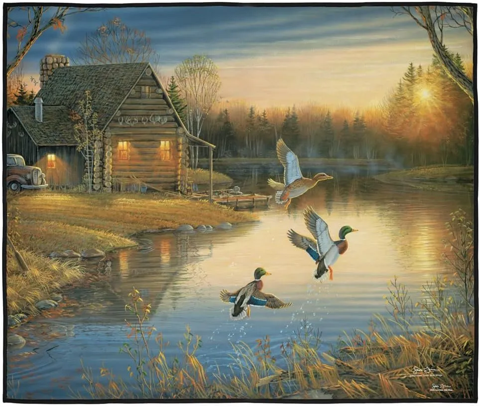LOGOVISION Wild Wings Picnic Outdoor Blanket, 50"x60" Ducks On The Lake, Foldable Blanket for Picnic, Beach, Camping, Park, Tailgate