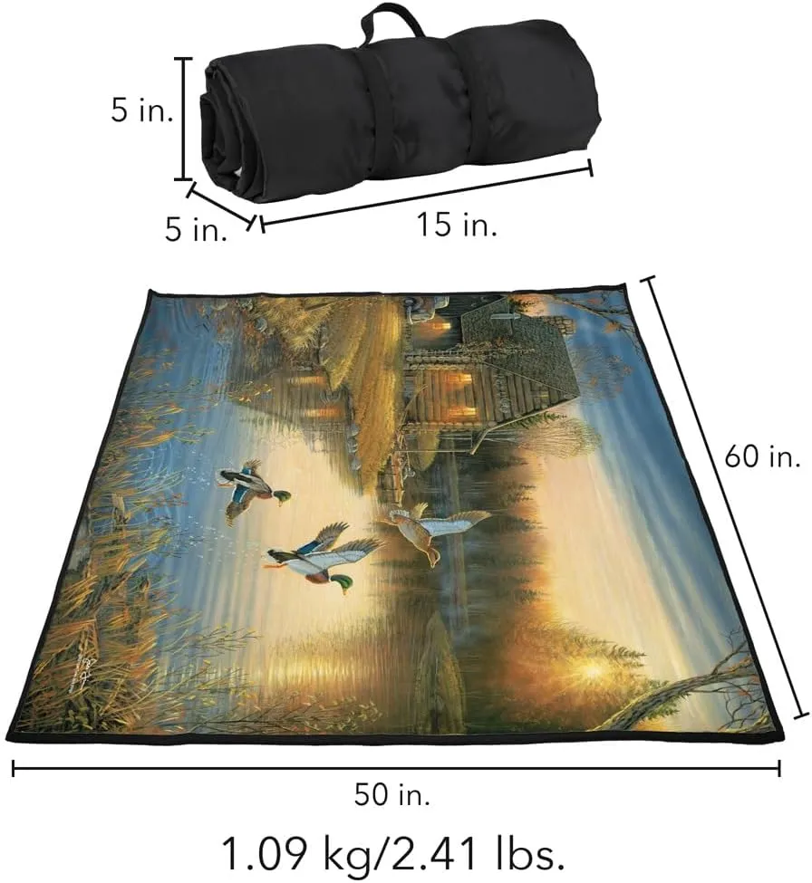 LOGOVISION Wild Wings Picnic Outdoor Blanket, 50"x60" Ducks On The Lake, Foldable Blanket for Picnic, Beach, Camping, Park, Tailgate