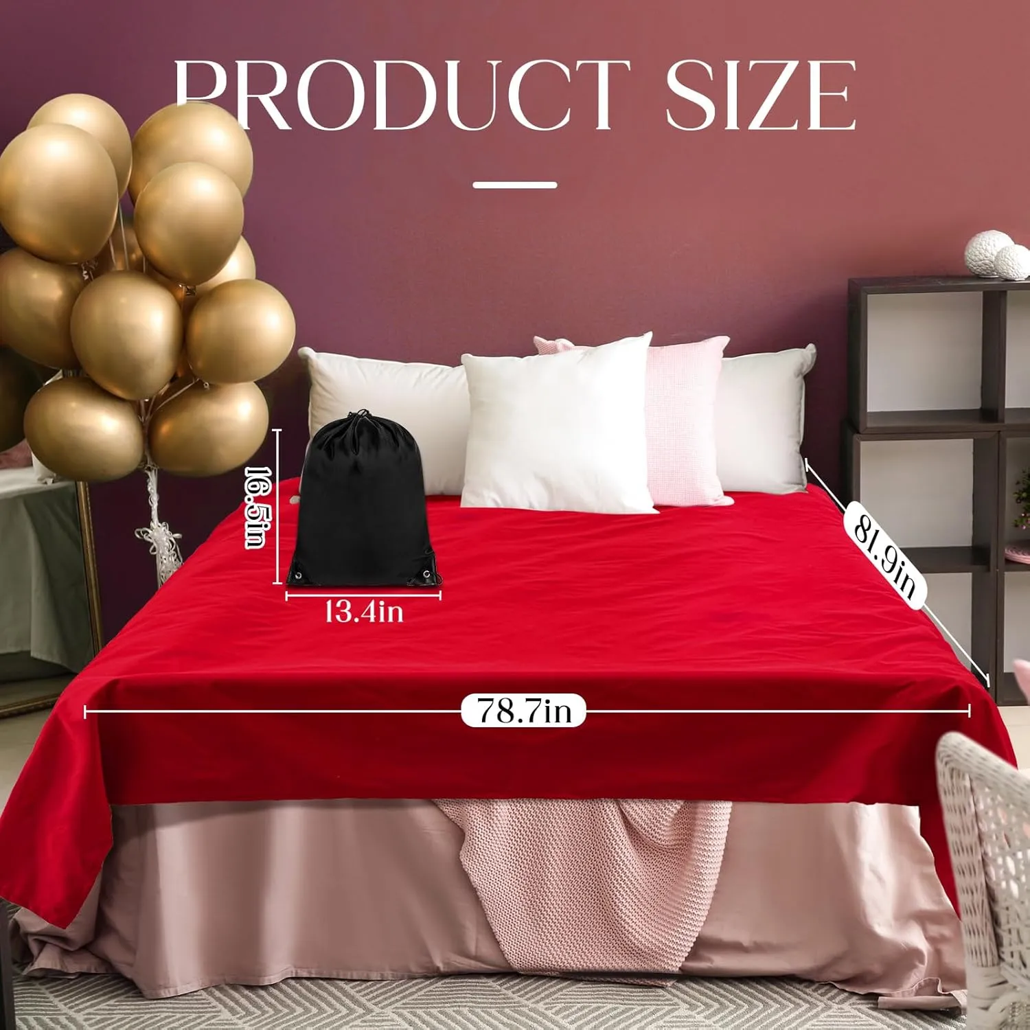Love Red Waterproof Bed Blanket Queen Size 78'' x 82'' Splash Lightweight Reusable & Stainproof Waterproof Mat Quiet & Easy to Use Mattress Protector with Storage Bag