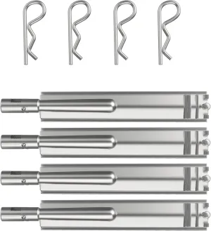 LS'BABQ Grill Burners Replacement Parts for Bull Grill, Cal Flame Aussie Blaze Bakers Chefs Jenn AIR Thermos Turbo CharBroil, 4 Pack Heavy Duty Cast Stainless Steel Bull Grill Burner