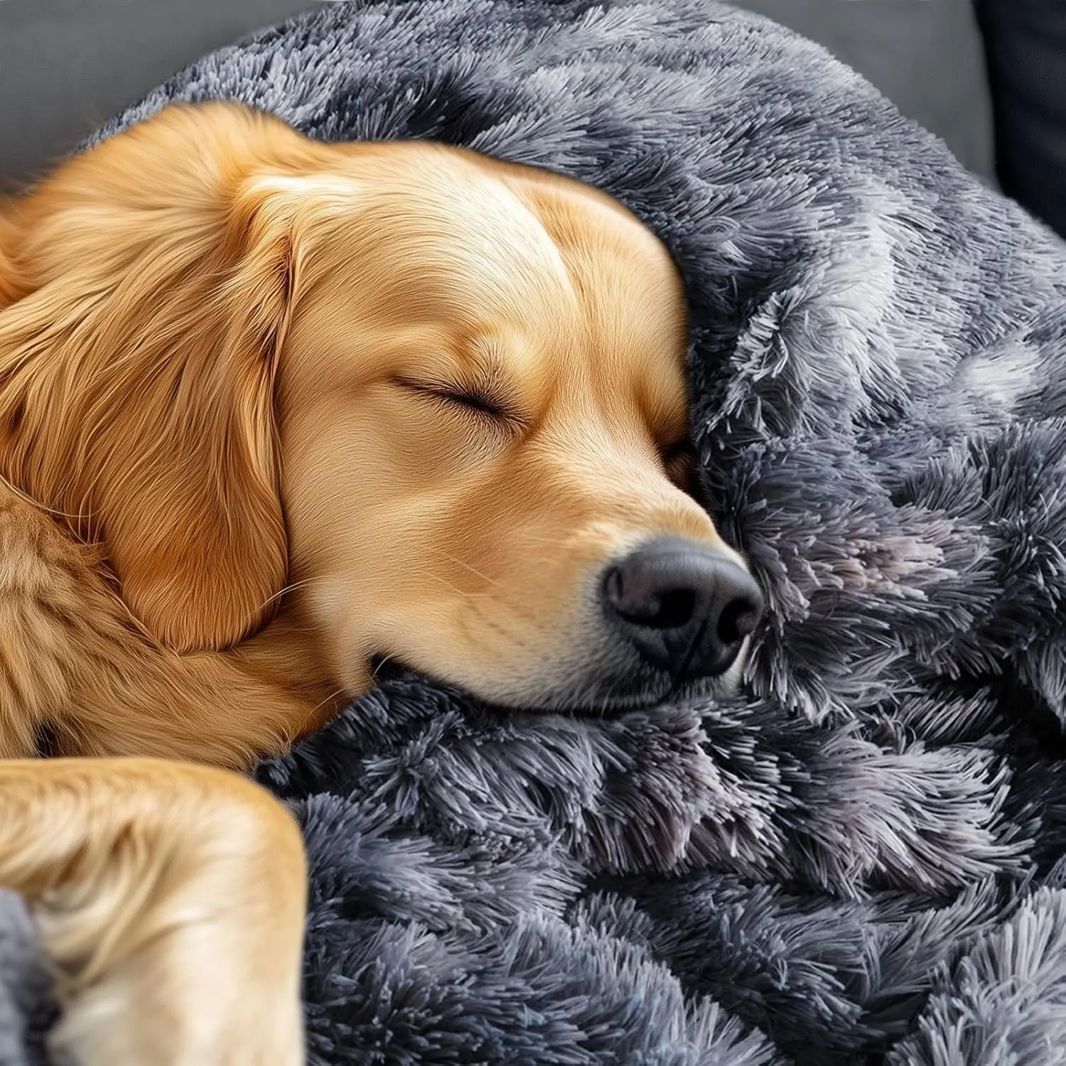 Luciphia Large Waterproof Dog Blanket for Pet Washable Liquid Proof Furniture Protector Shaggy Plush Calming Long Faux Fur Bed Cover for Couch Calming Cat Blankets for Medium, Tie-dye Grey, 60" x 80"