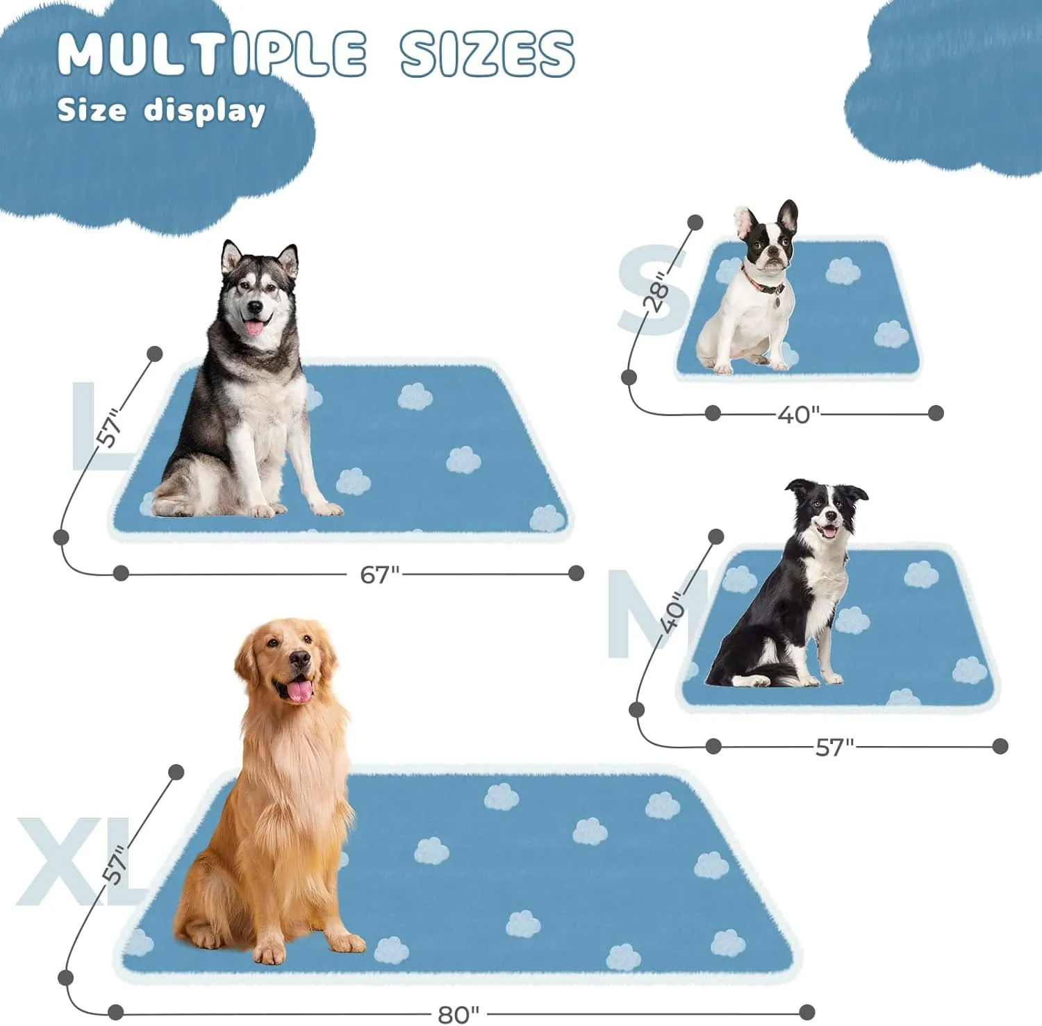 Luciphia Waterproof Pet Blanket for Medium Large Dogs Washable Fluffy Thick Jacquard Shag Fleece Warm Sherpa 3D Textured Flower Print for Cats Puppy Couch Protection (Blue Cloud,67x57 inches)
