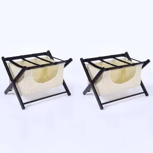 Luggage Rack Black - Suitcase Stand, Black Solid Wood Travel Bag Organizer for Hotel Rooms, Extended Foldable Suitcase Rack with Shoe Rack, Clothes Storage Bags, 63X45X50CM (Size : 2pcs)
