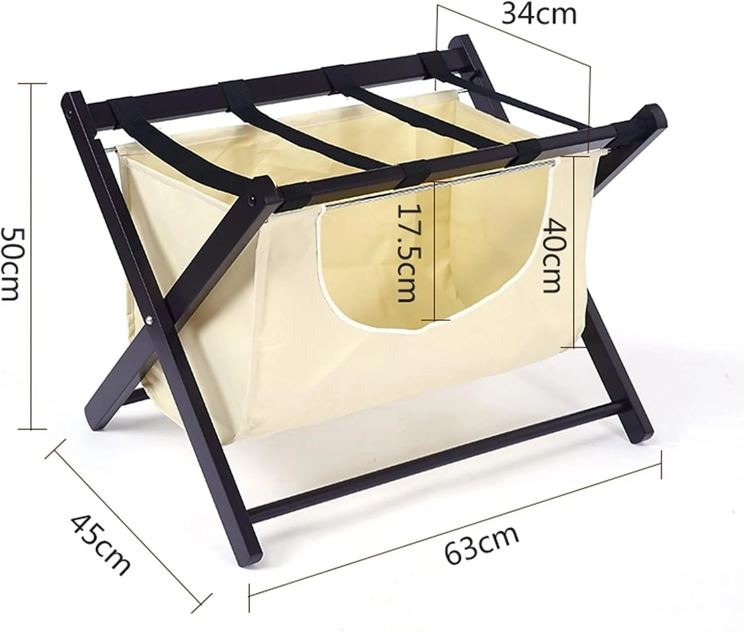Luggage Rack Black - Suitcase Stand, Black Solid Wood Travel Bag Organizer for Hotel Rooms, Extended Foldable Suitcase Rack with Shoe Rack, Clothes Storage Bags, 63X45X50CM (Size : 2pcs)