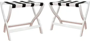 Luggage Rack Foldable Guest Room Suitcase Rack Set Of 2 - Solid Wood Travel Bag Holder, With Nylon Cordmulti Function Luggage Rack, For Home Bedroom Guest Room, 23.6×15.7×23.6Inch ( Color : White )