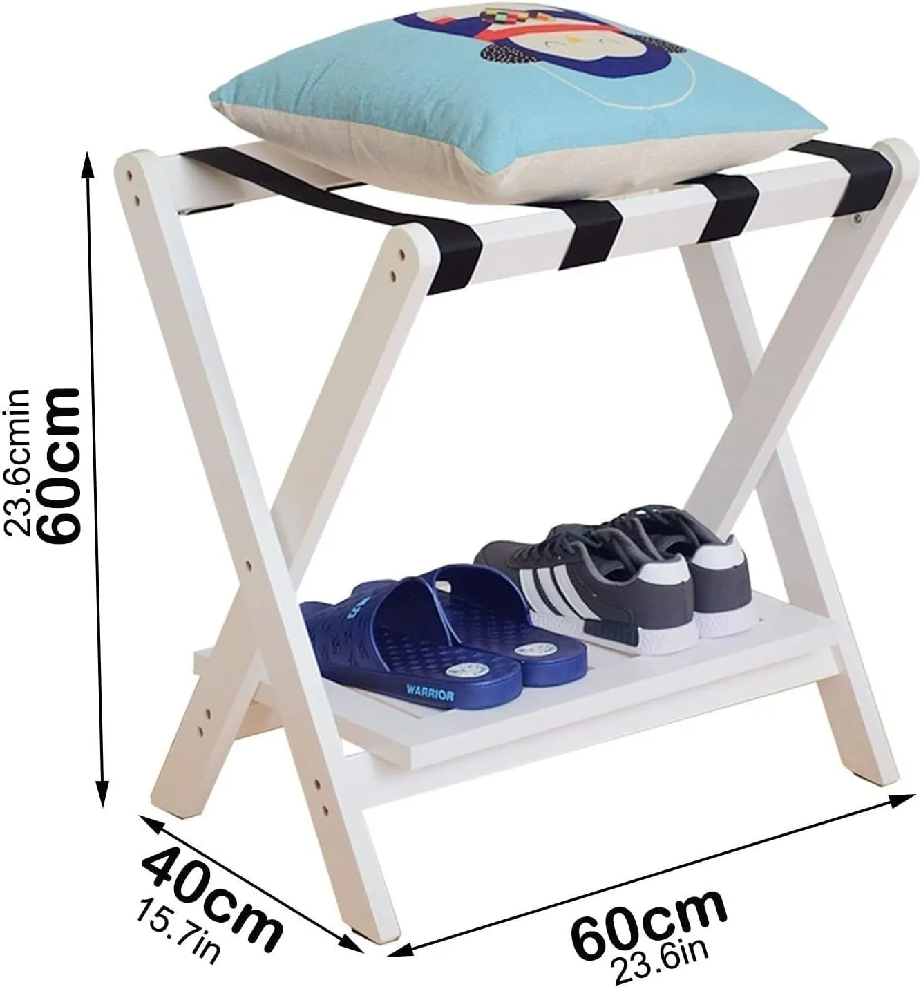 Luggage Rack for Guest Room - Suitcase Stand, Solid Wood Travel Bag Storage Rack, Hotel Home Luggage Rack/Shoe Rack, Foldable Hanger in Guest Room, Multi-Functional Portable Luggage Rack (Color :