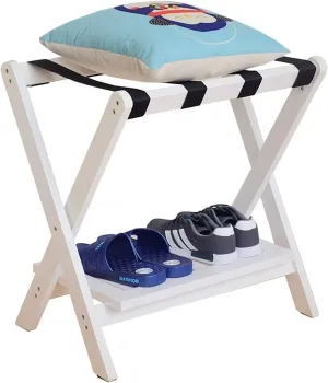 Luggage Rack for Guest Room - Suitcase Stand, Solid Wood Travel Bag Storage Rack, Hotel Home Luggage Rack/Shoe Rack, Foldable Hanger in Guest Room, Multi-Functional Portable Luggage Rack (Color :