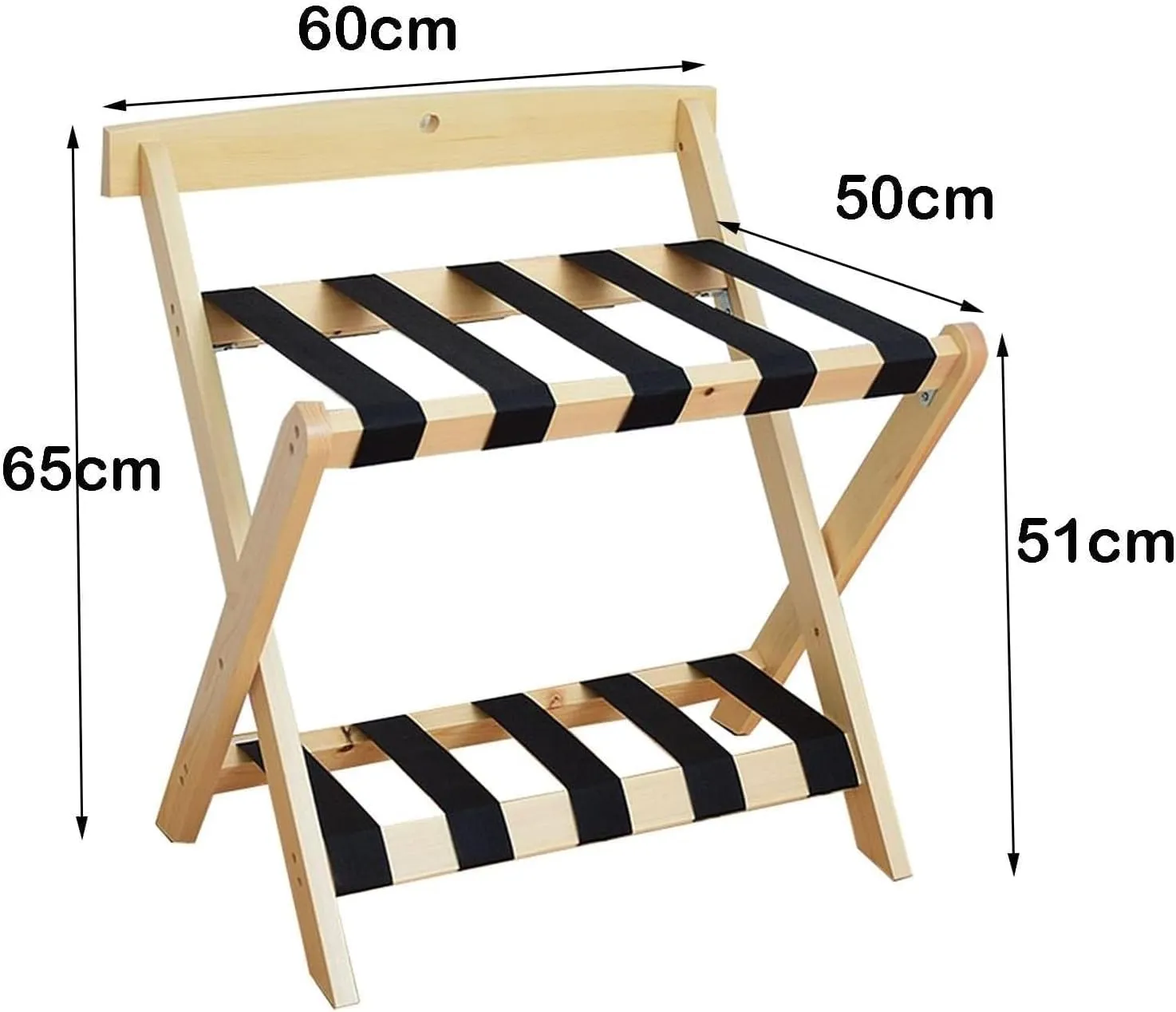 Luggage Rack for Guest Room Suitcase Stand, White Household Hanger Furniture Landing Storage Shelf, Professional Hotel Luggage Holder, Solid Wood Travel Bag Luggage Storage Stand, 60X50X65CM ( Size :