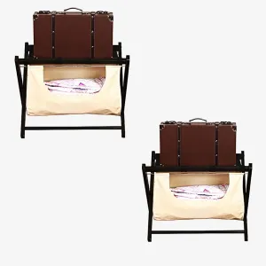 Luggage Rack - Suitcase Stand for Guest Room Folding, Foldable Suitcase Racks, Clothes Storage Bags, Black Solid Wood Travel Bag Organizer for Hotel Rooms, 63X45X50CM (Size : 3PCS) (2pcs)