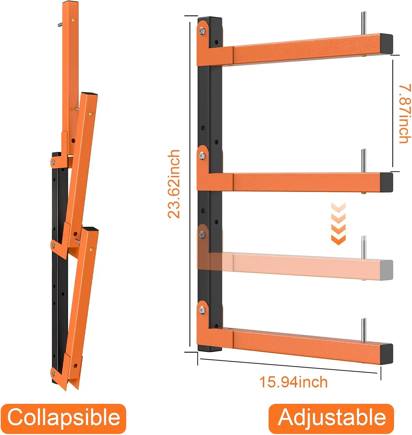 Lumber Storage Rack,Upgrade Folding Lumber Rack Wall Mount, Heavy Duty Metal 9 Level Wood Storage Rack for Garage