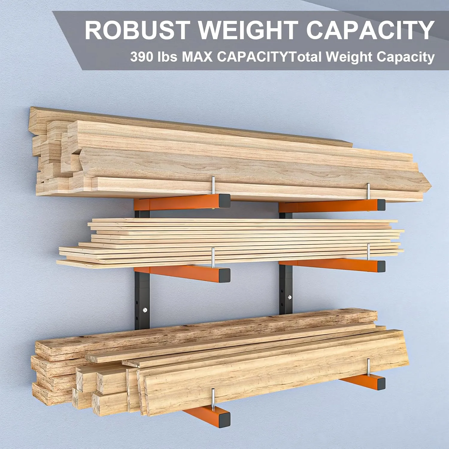 Lumber Storage Rack,Upgrade Folding Lumber Rack Wall Mount, Heavy Duty Metal 9 Level Wood Storage Rack for Garage