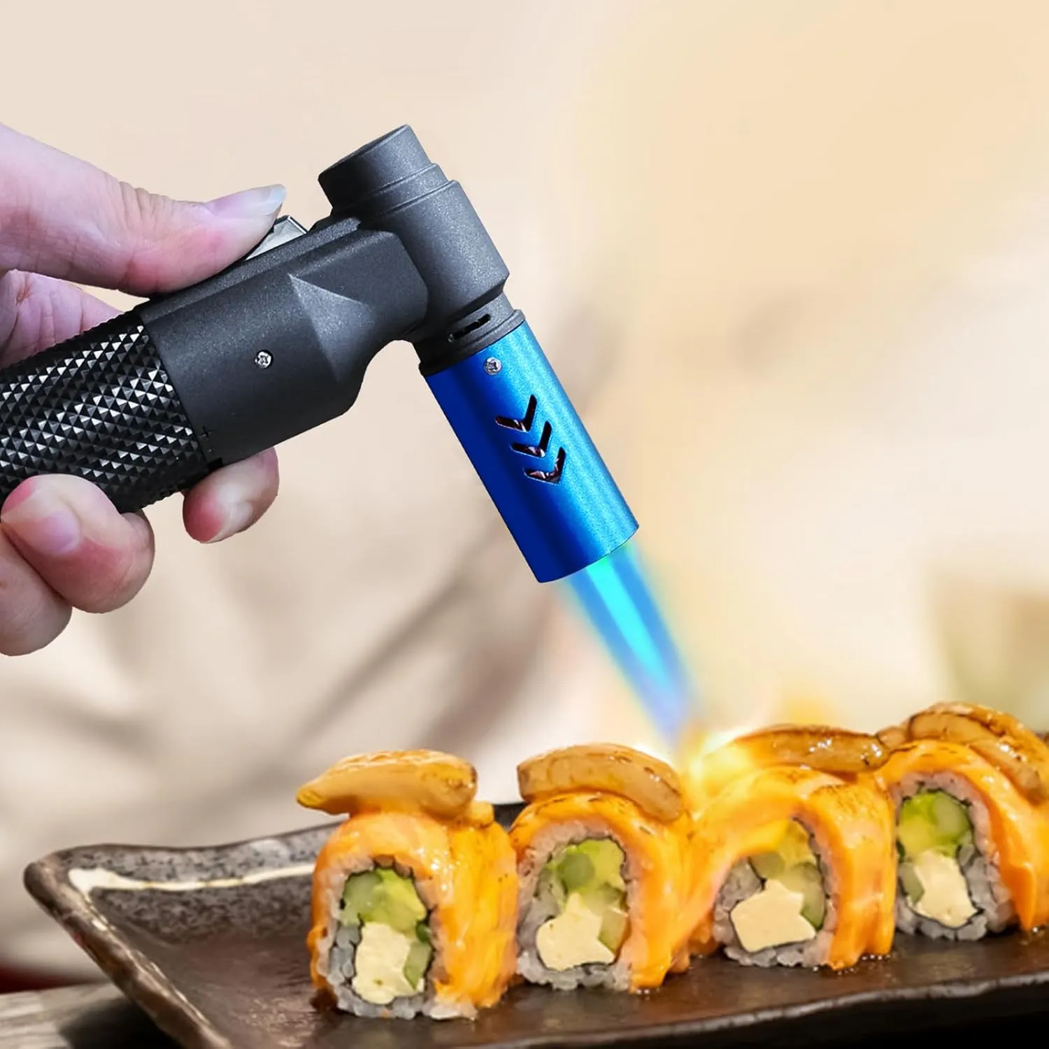 Luxgaze 4 Pack Butane Torch Lighters Refillable Jet Flame Portable Butane Torch Mini Refillable Windproof Lighters for Camping Baking Culinary Soldering Cooking Welding BBQ Grill(Gas not Included)