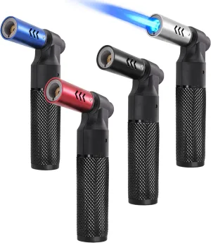 Luxgaze 4 Pack Butane Torch Lighters Refillable Jet Flame Portable Butane Torch Mini Refillable Windproof Lighters for Camping Baking Culinary Soldering Cooking Welding BBQ Grill(Gas not Included)