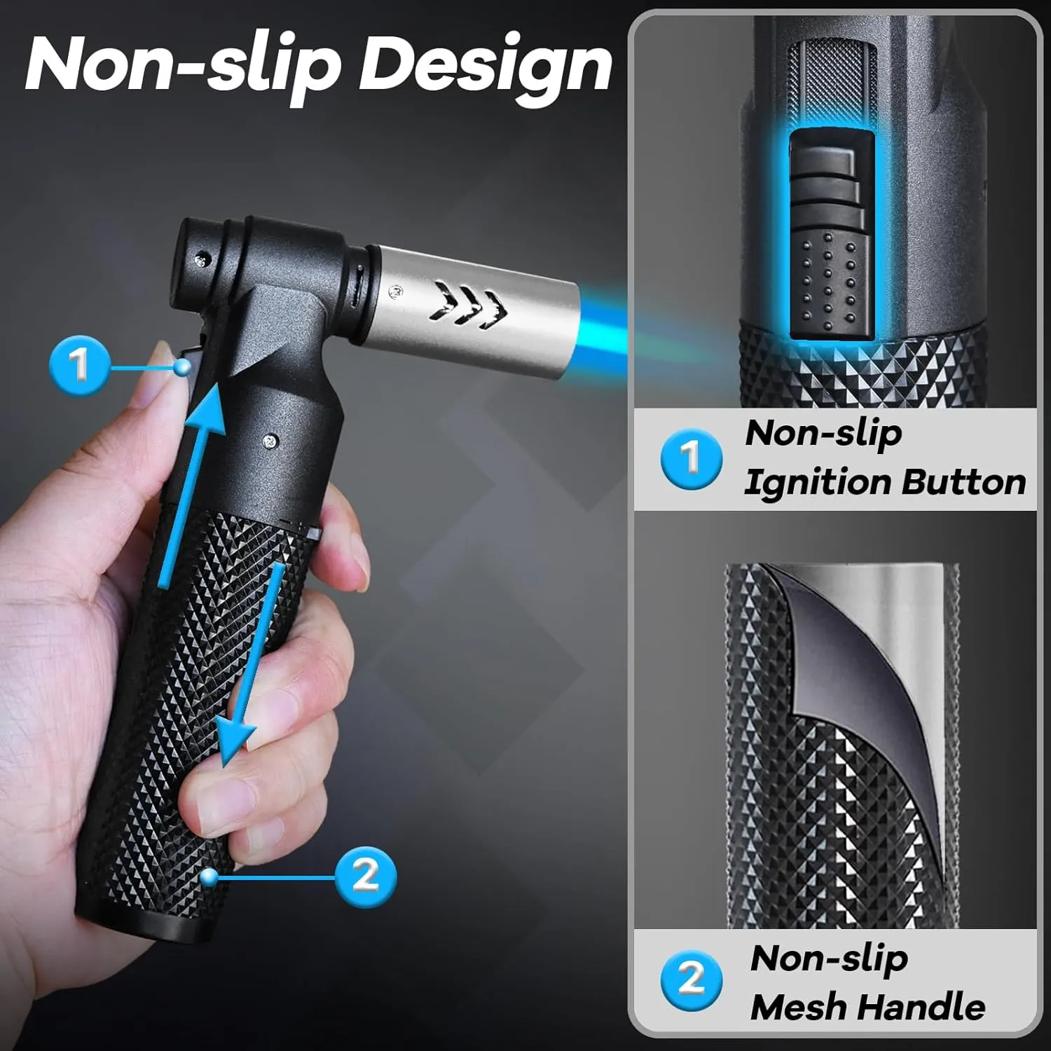 Luxgaze 4 Pack Butane Torch Lighters Refillable Jet Flame Portable Butane Torch Mini Refillable Windproof Lighters for Camping Baking Culinary Soldering Cooking Welding BBQ Grill(Gas not Included)
