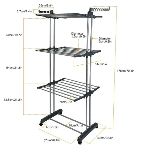LuxRoyale Foldable and Rolling Heavy Duty Clothes Drying Rack