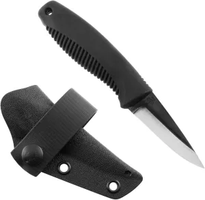 M23 Ranger Cub 6.5-inch EDC Knife, Small Fixed Blade Knife with Sheath, 80CrV2 Carbon Steel Uncoated Blade Neck Knife with TPE Handle, Survival Knife for Outdoor Adventures, Black