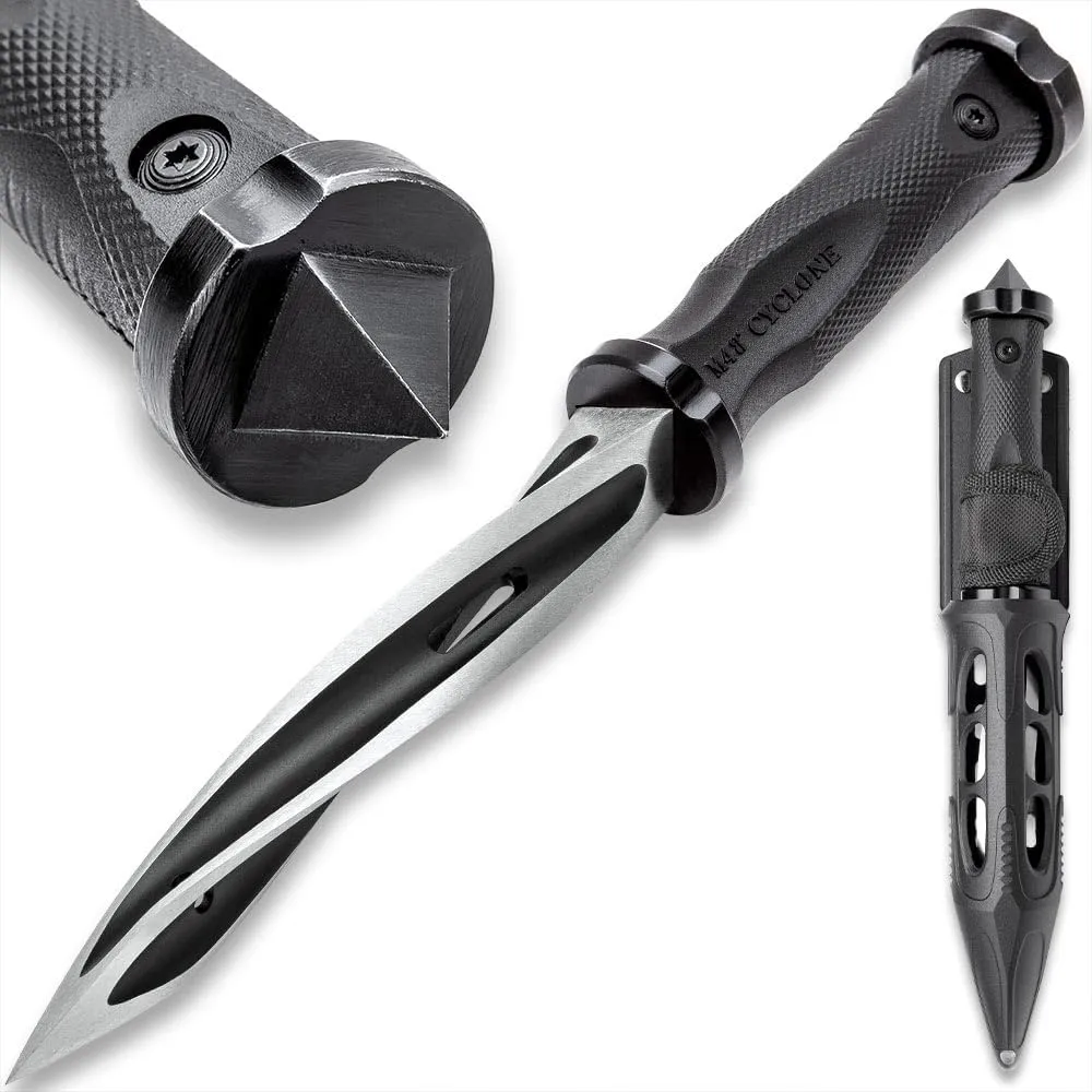 M48 Spiral Boot Knife | 5 3/4" Tri-Edged Cast Stainless Steel Blade | Vortec Belt Sheath Included | Glass Breaker Pommel | Durable Ergonomic Handle | 10 1/2" Overall