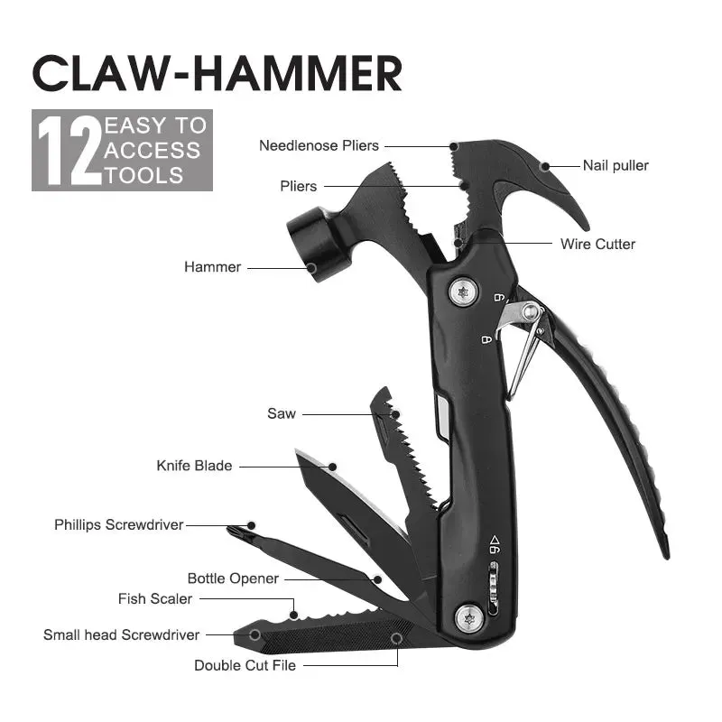 MAARTEN 12-in-1 Multi-Tool Hammer – Ideal Gift for Outdoor & DIY Enthusiasts
