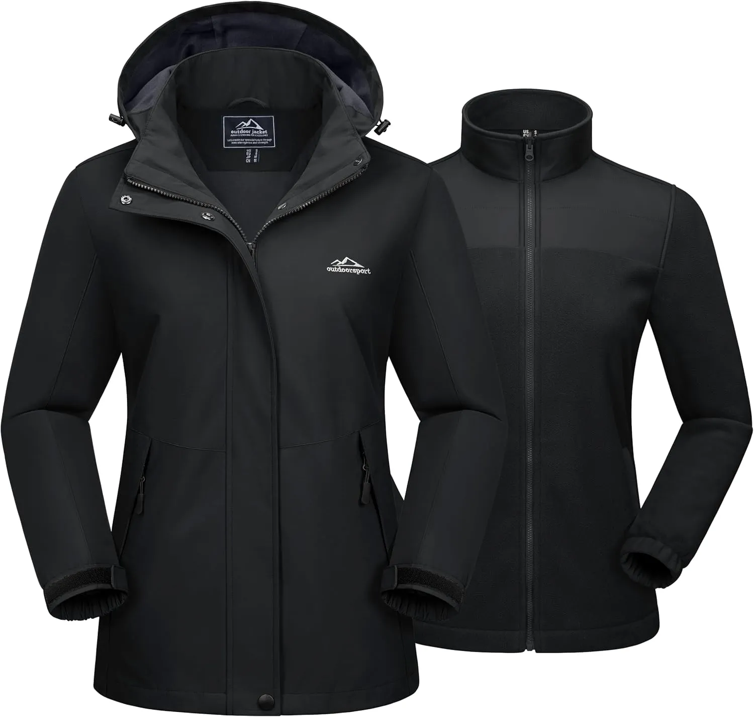MAGCOMSEN Women's 3 in 1 Ski Jacket Water Resistant Winter Snow Coat Warm Fleece Lined Windproof Hiking Rain Outwear