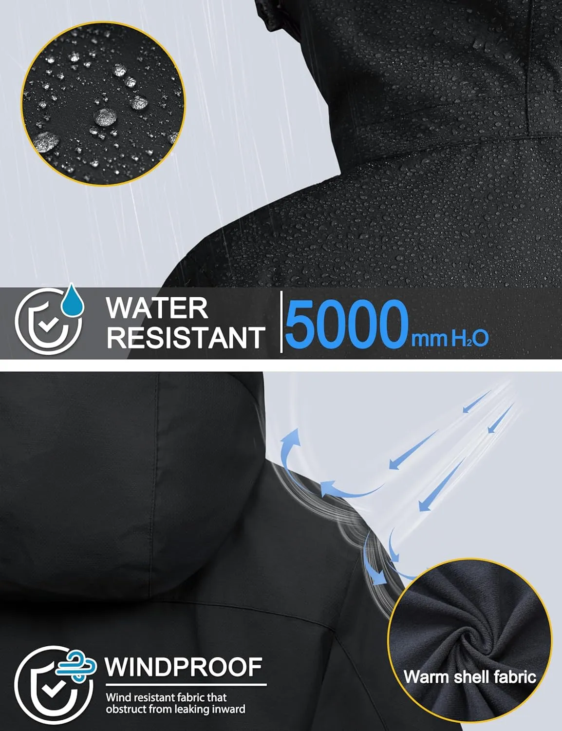 MAGCOMSEN Women's 3 in 1 Ski Jacket Water Resistant Winter Snow Coat Warm Fleece Lined Windproof Hiking Rain Outwear