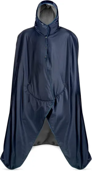 Mambe Small Extreme Weather Hooded Blanket Navy and Charcoal - 100% Waterproof and Windproof with Premium Stuff Sack