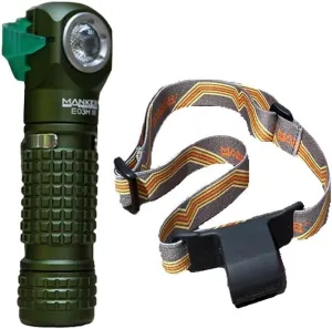 Manker E03H III Rechargeable headlamp, 1200 lumens Bright White Green red headlamp Flashlight, Waterproof, Magnetic Tail, Cool White 6500K, Green