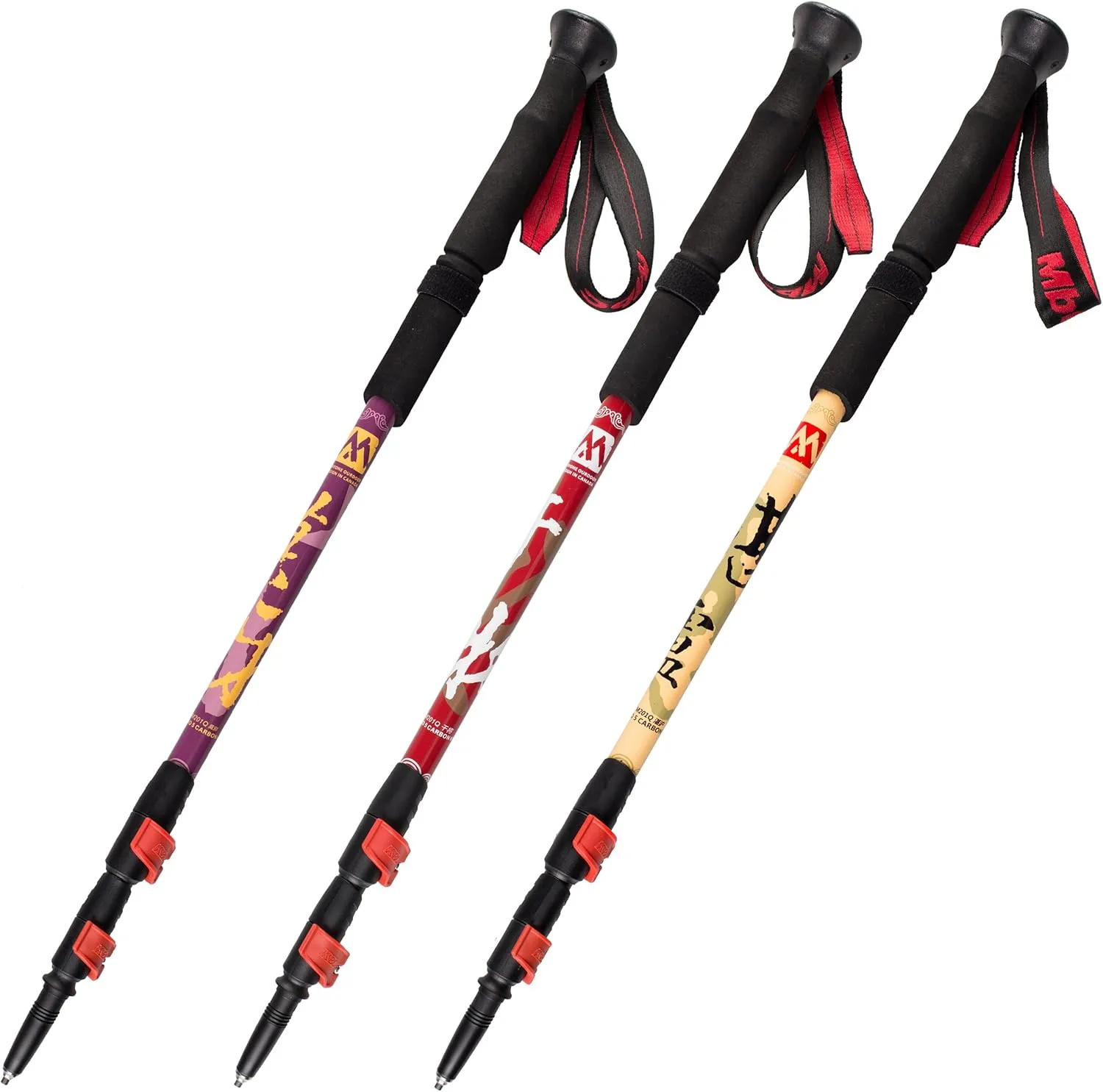 MBC CollapsibleTrekking Pole 66% Carbon Fiber Lightweight Aluminum Hiking Walking Camping Stick with Quick Lock System for Outdoor Sports