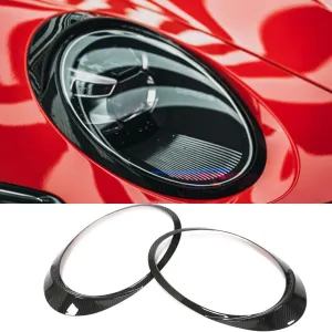 MCARCAR KIT Carbon Fiber Headlight Eyelid Covers for Porsche 911 992 Carrera Turbo S GT3 Targa 2-Door 2019-2022 Front Headlamp Eyebrows Eye Lid Decoration Cover Trim Factory Outlet