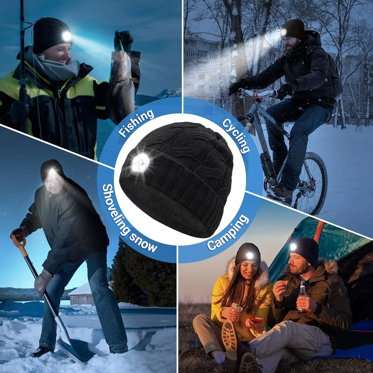 Mens Gifts Beanie Hat with Light: Stocking Stuffers Women Men Rechargeable Cap LED Flashlight Winter Hats Gift Ideas for Dad