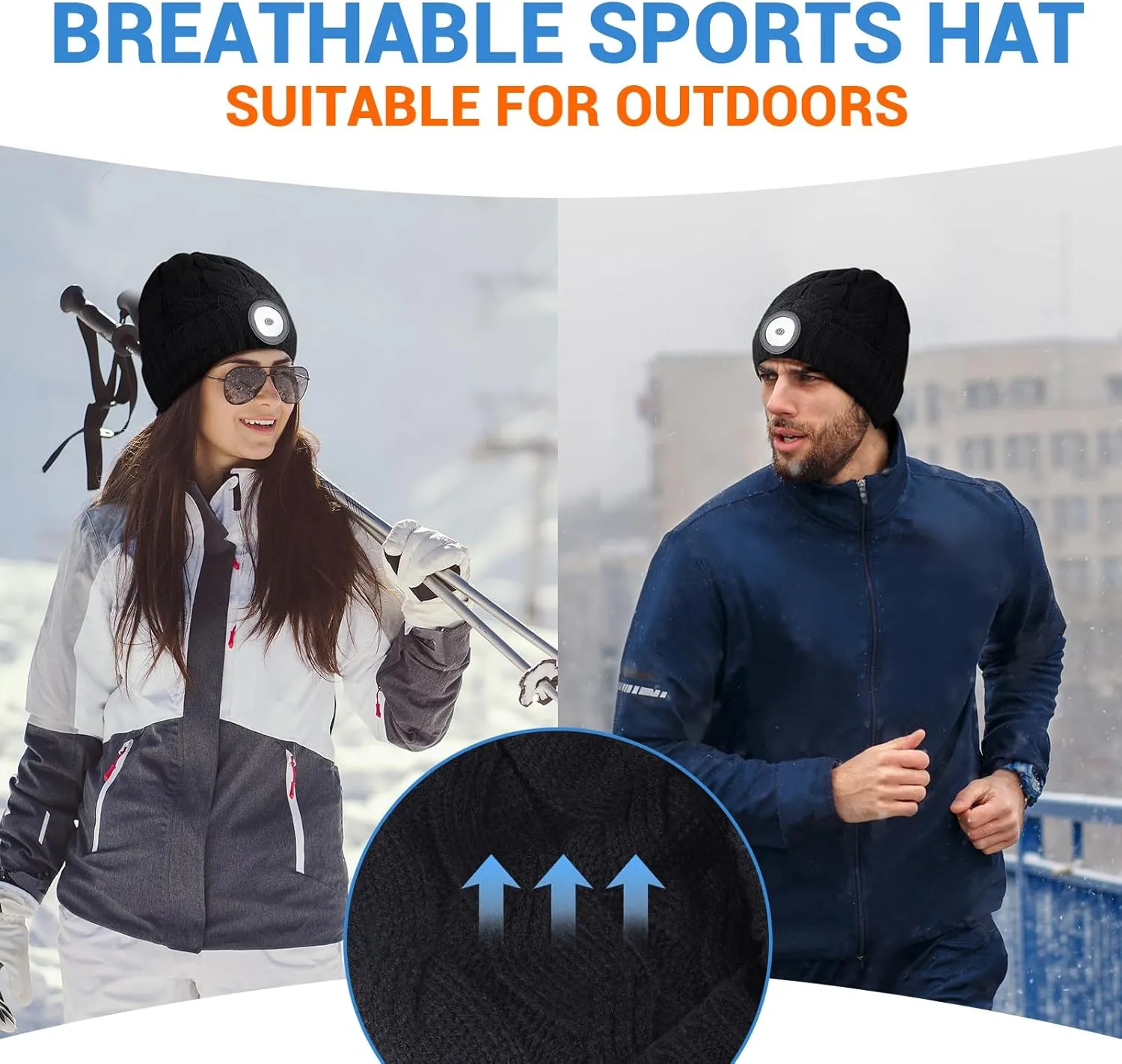 Mens Gifts Beanie Hat with Light: Stocking Stuffers Women Men Rechargeable Cap LED Flashlight Winter Hats Gift Ideas for Dad