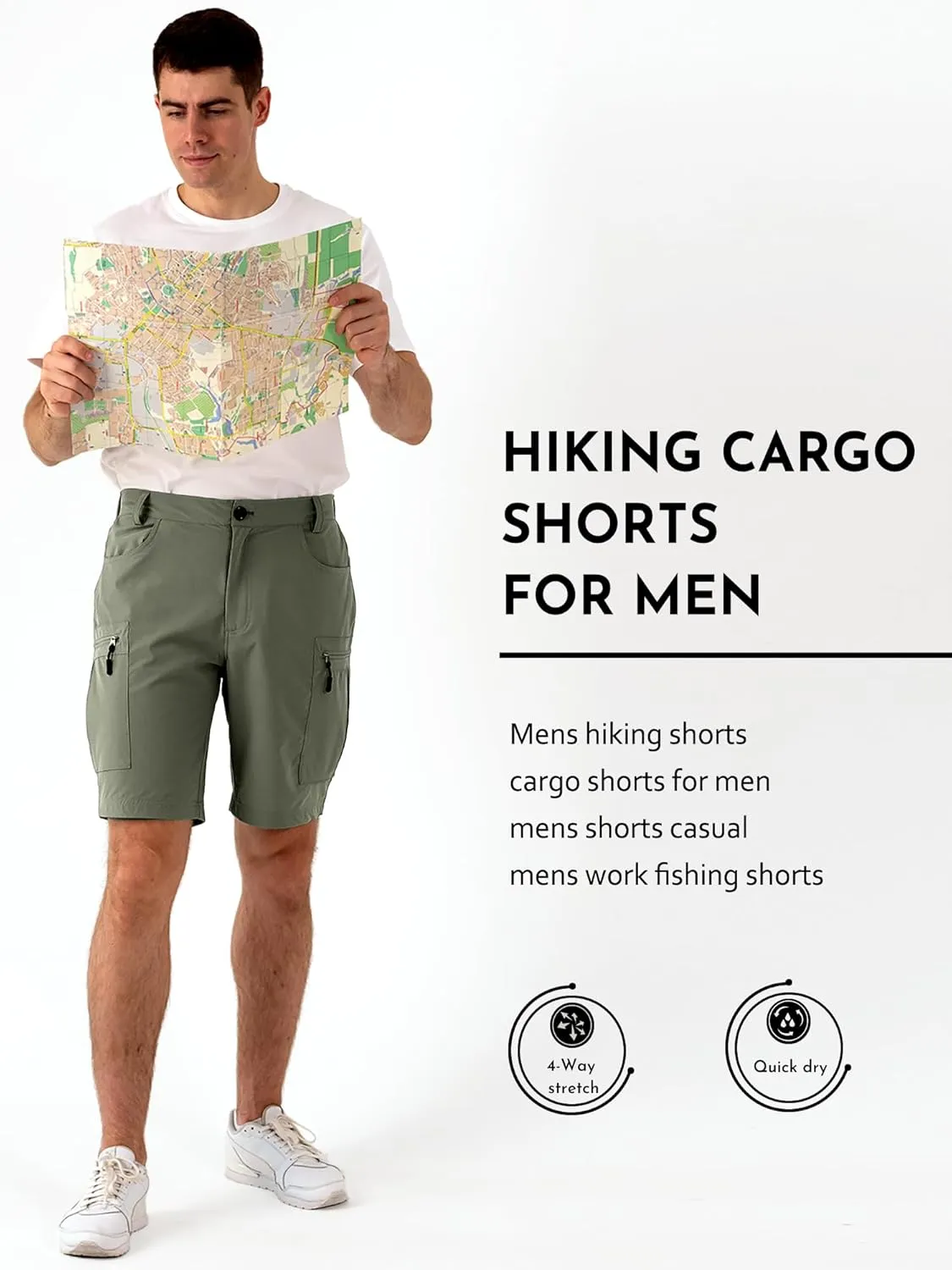 Mens Hiking Cargo Shorts Stretch Quick-Dry Outdoor Casual Work Shorts for Men Camping Fishing