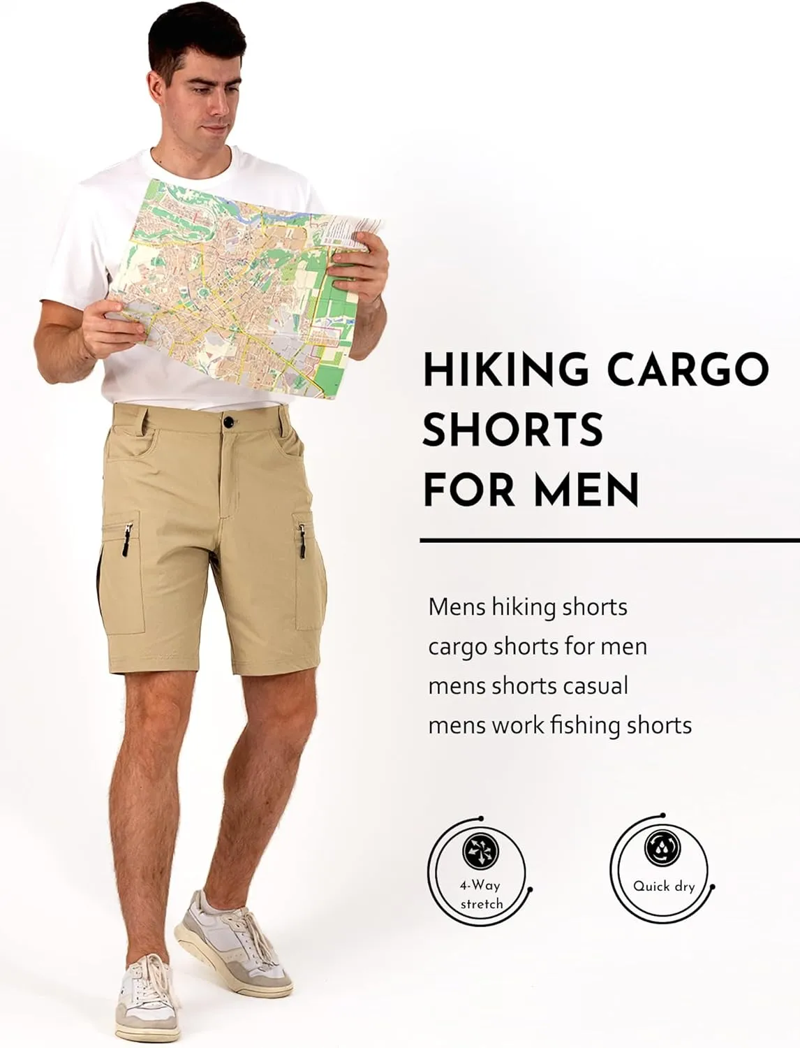 Mens Hiking Cargo Shorts Stretch Quick-Dry Outdoor Casual Work Shorts for Men Camping Fishing