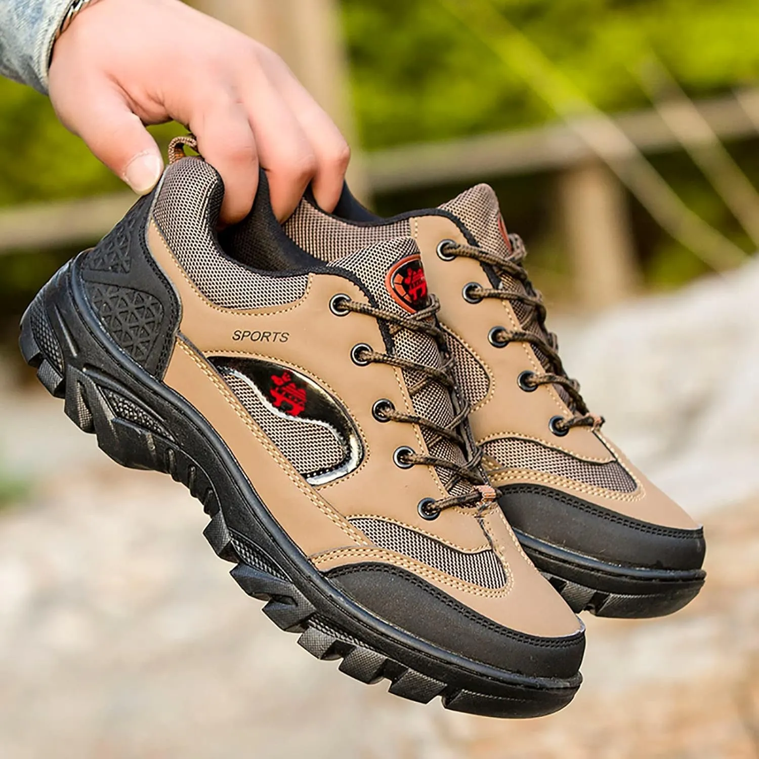 Men's Hiking Shoes Outdoor Walking Shoes Waterproof Work Shoes Trekking Trails Shoes with Arch Support