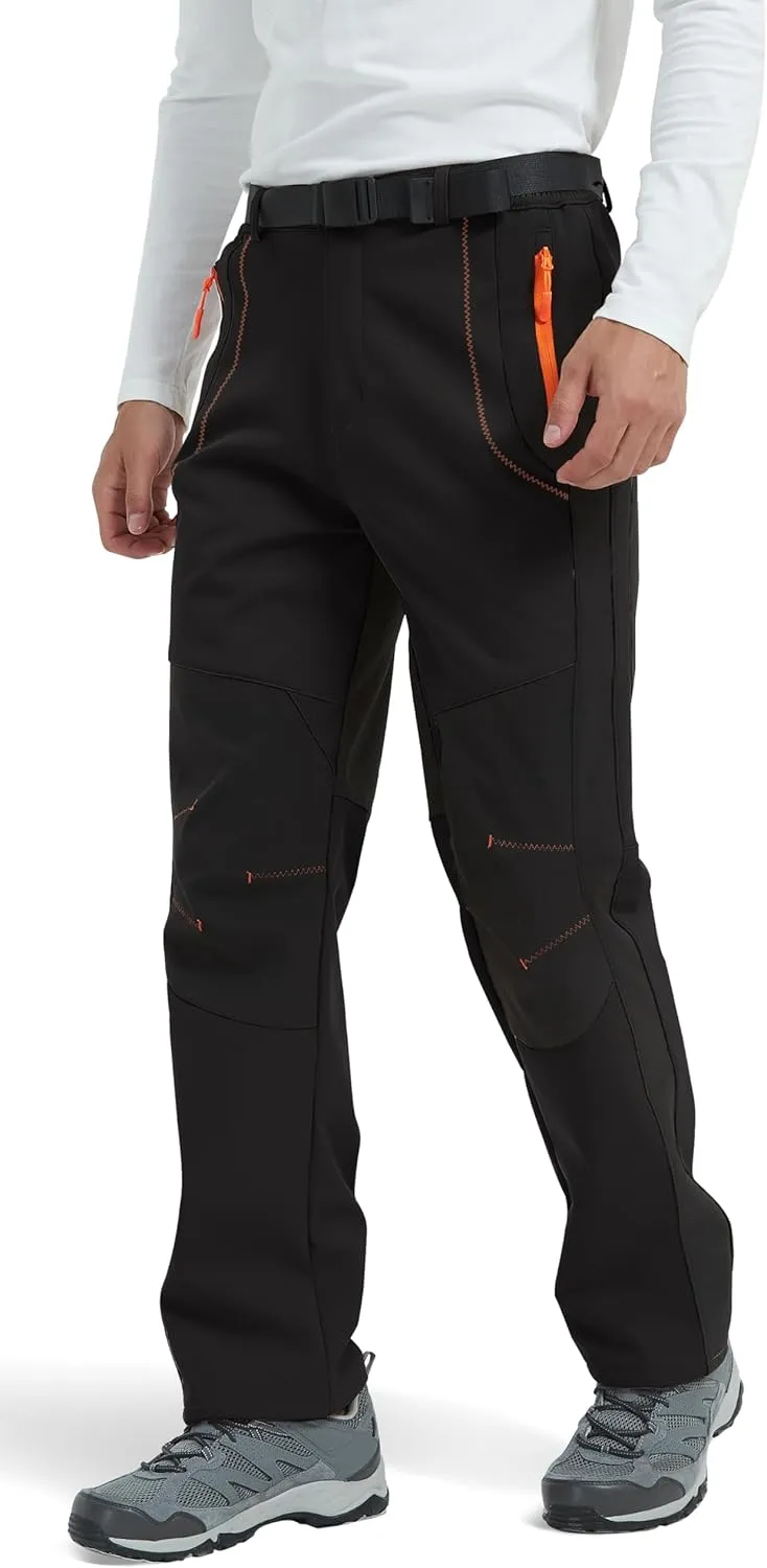 Men's Hiking Snow Ski Pants Softshell Fleece Lined Winter Water Repellent Outdoor Fishing Cargo Pants