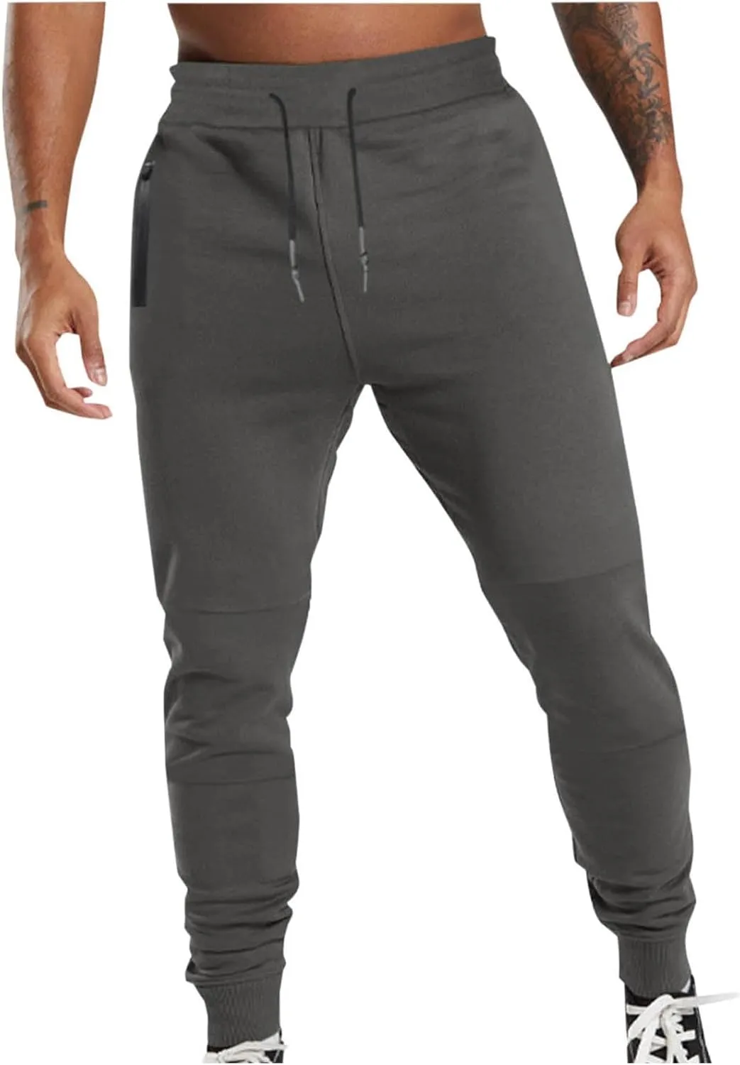Mens Jogger Pants Gym Slim Fit Elastic Waist Drawstring Sweatpants with Pocket Athletic Pants for Training Running
