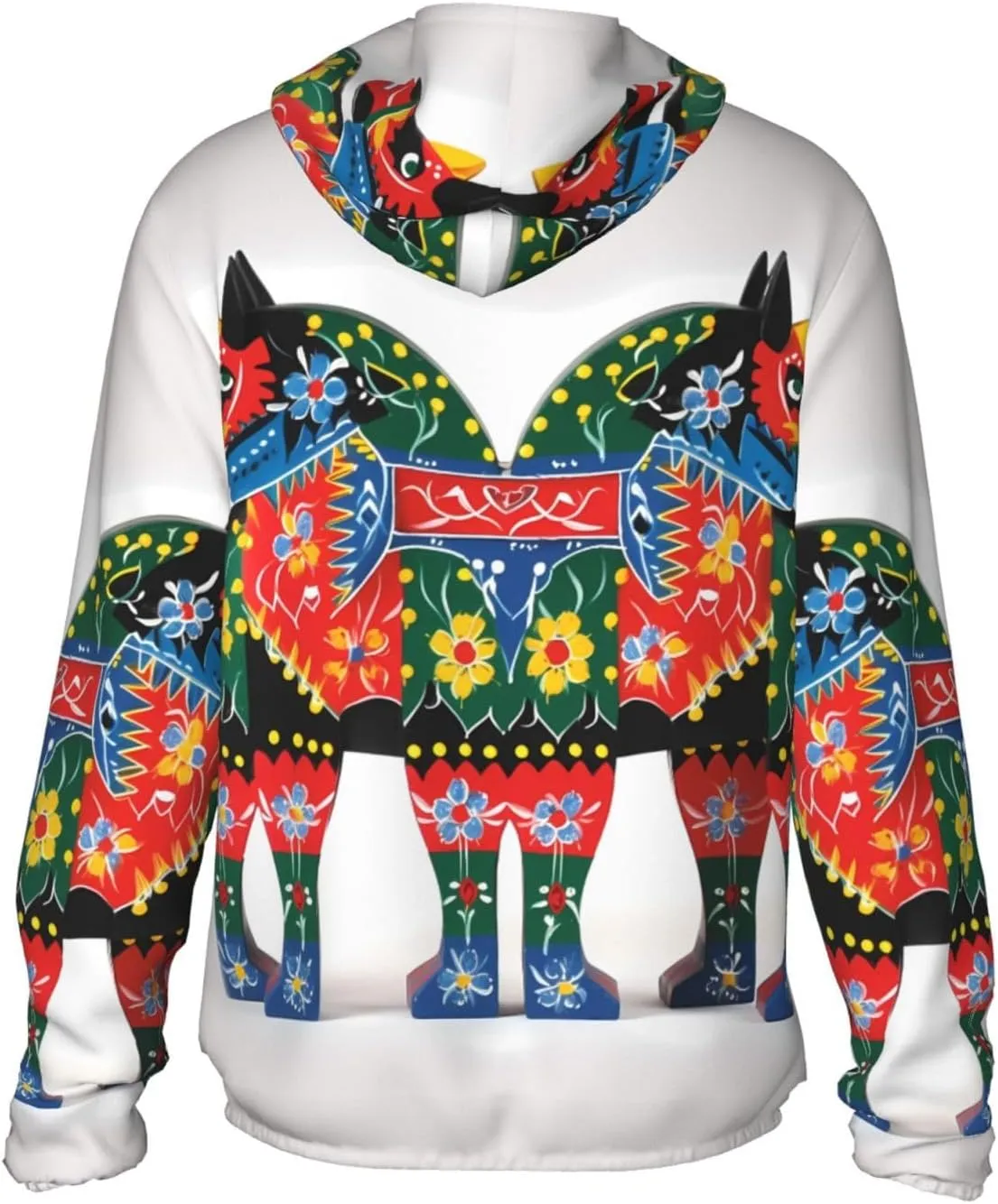 Men's UPF 50  Runner Swedish Dala Horse Folk Sun Protection Hoodie Long Sleeve Rash Guard Hiking Running Workout Shirt