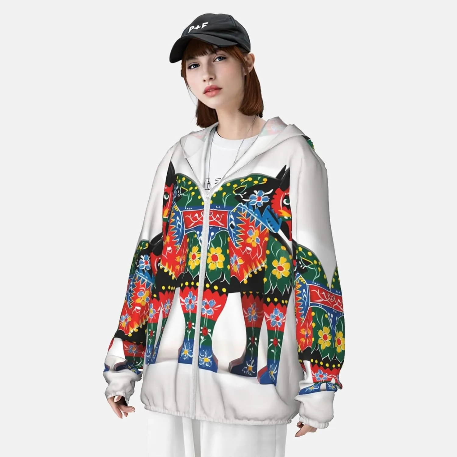 Men's UPF 50  Runner Swedish Dala Horse Folk Sun Protection Hoodie Long Sleeve Rash Guard Hiking Running Workout Shirt